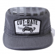 cut-rate, triped work cap