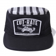cut-rate, triped work cap
