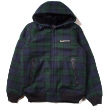 Back Channel, moon check wool hooded jacket