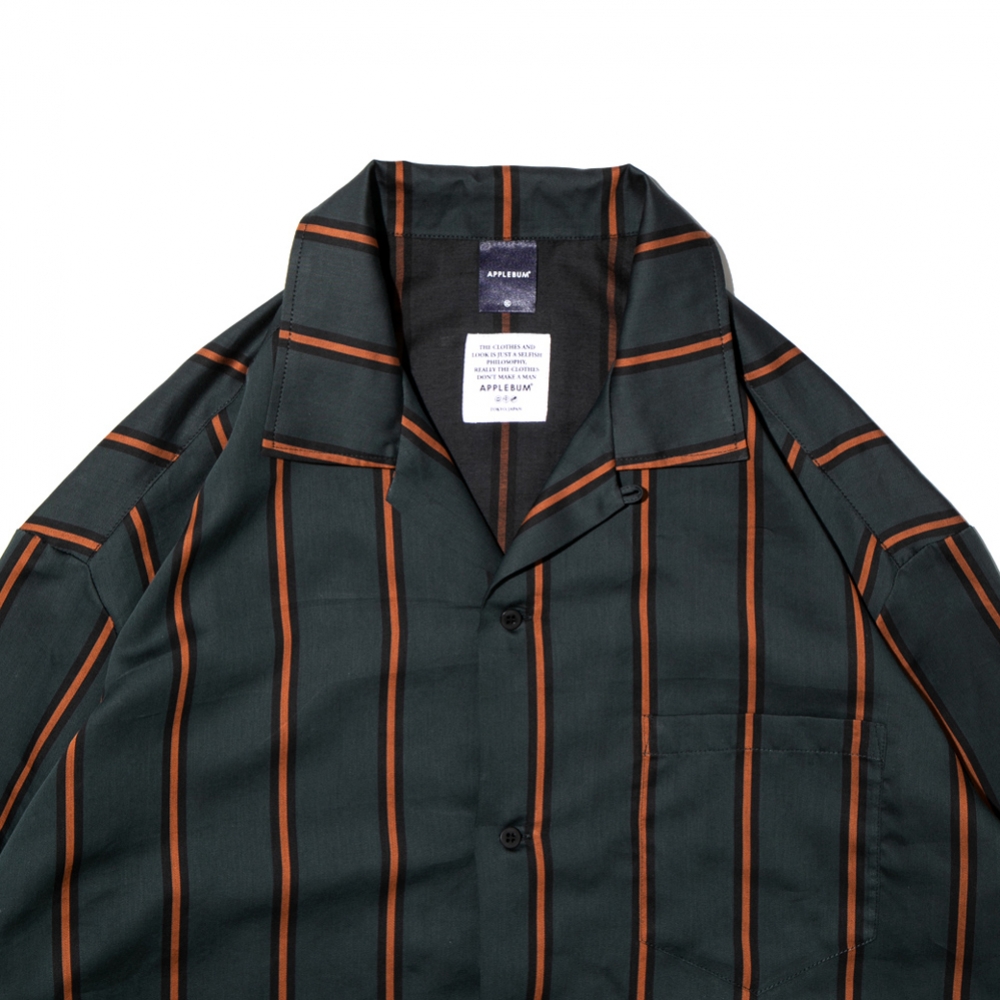 アップルバム グリーン ストライプ オーバーサイズ L/S シャツ