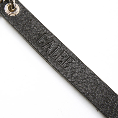 キャリー ラウンド & ピラミッド スタッズ レザー ロング キーリング