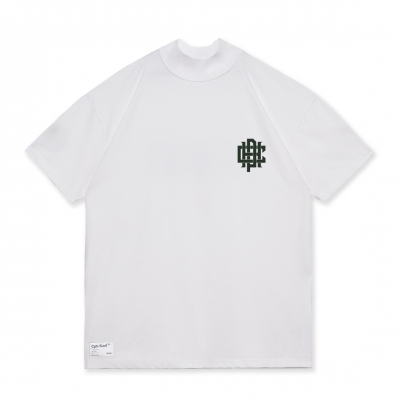 OVERLAP LOGO SUMMER MOCK NECK TEE WHITE