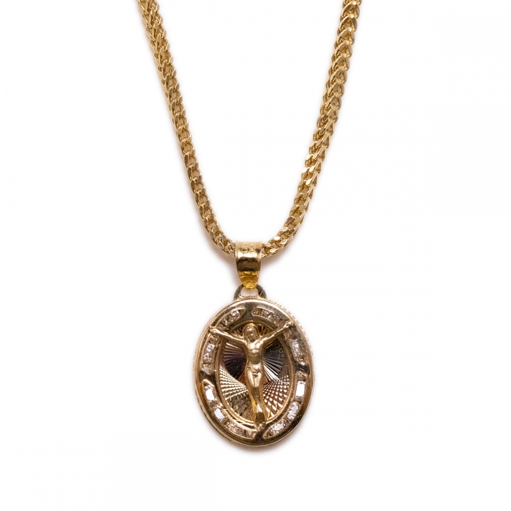 10k yellow gold two-face pendant top