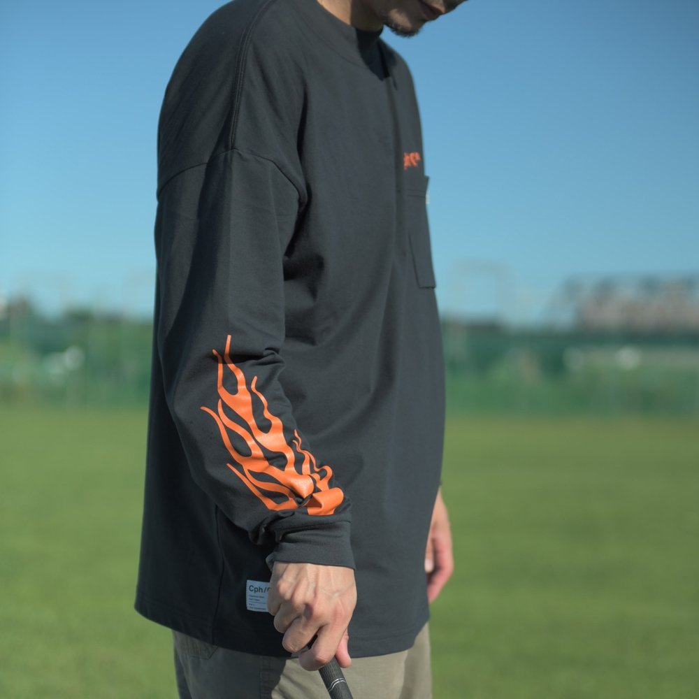 キャプテンズヘルム ゴルフ トラップ ファイア モック ネック ロングスリーブ ティー