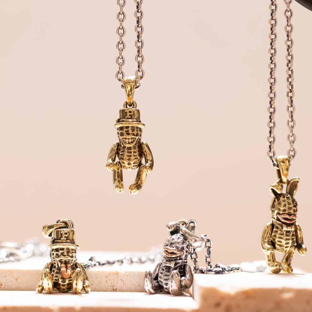 ピーナッツカンパニー テディー ベロピーナッツ + シルバー チェーン 50cm ラウンド