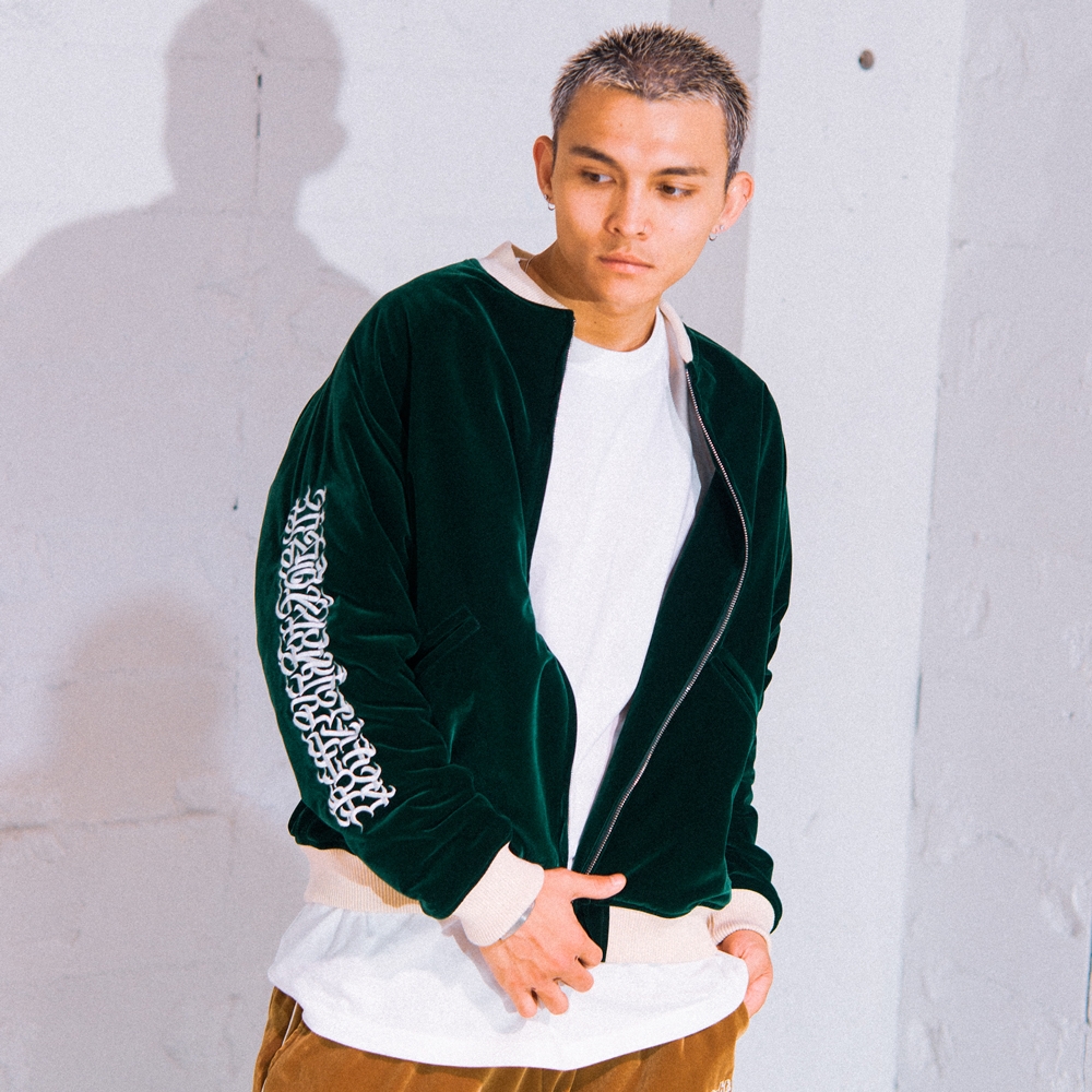 極美品 ヘイト キャスパー コラボ ベロアジャケット 刺繍ロゴ グリーン 2XL HAIGHT ヘイト 