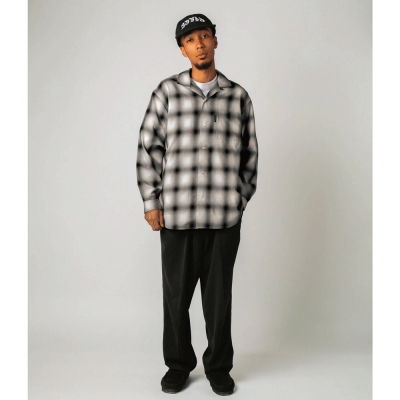 アップルバム オンブレ チェック ロングスリーブ アロハ シャツ