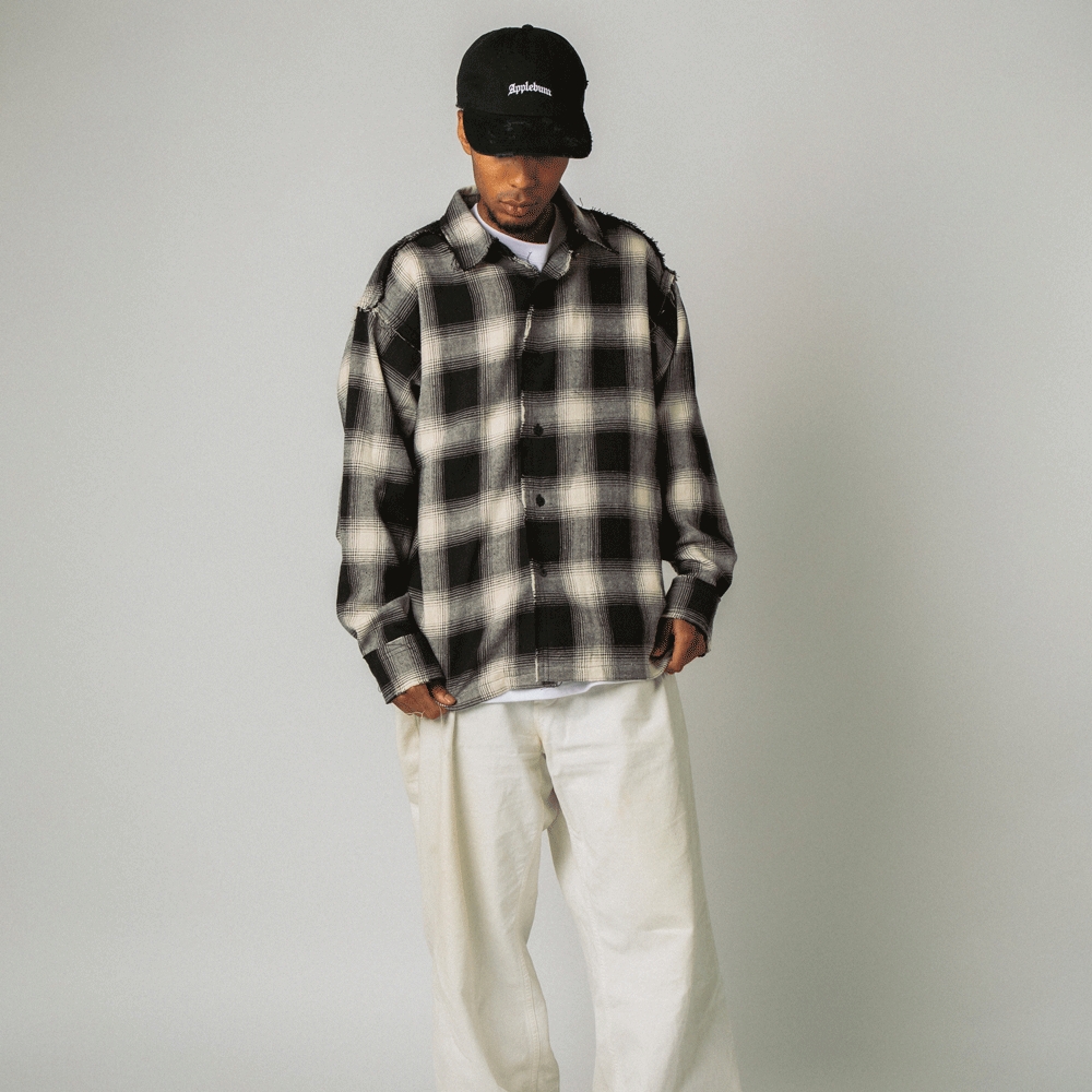 アップルバム カット オフ ネル シャツ