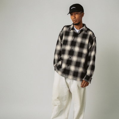 アップルバム カット オフ ネル シャツ