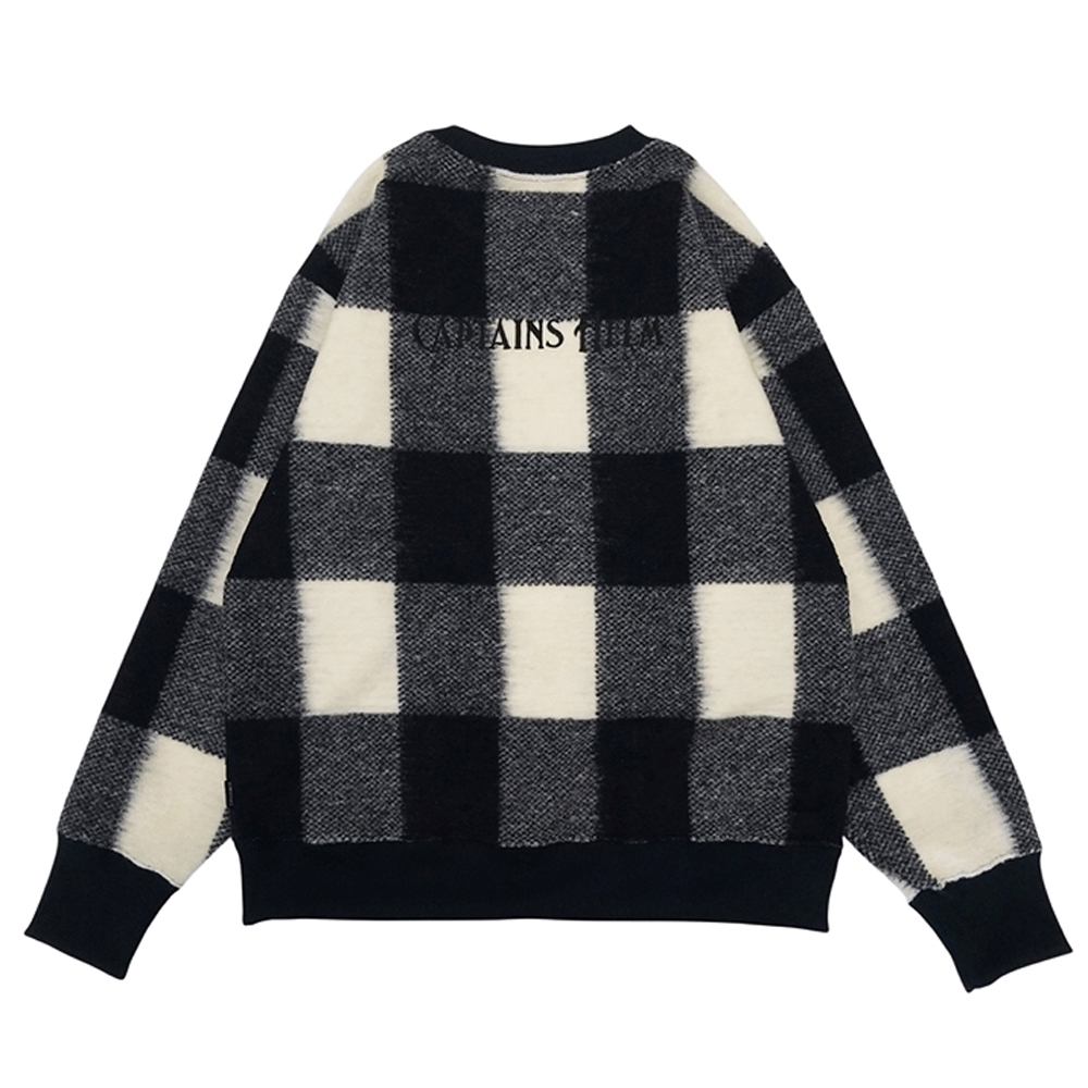 キャプテンズヘルム ブロック チェック フリース クルー