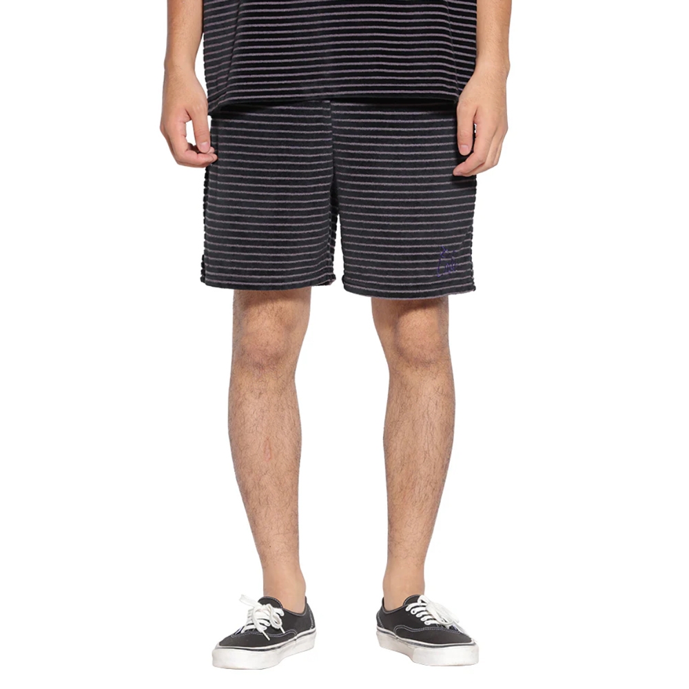 キャリー ボーダー ベロア パイル リラックス ショーツ