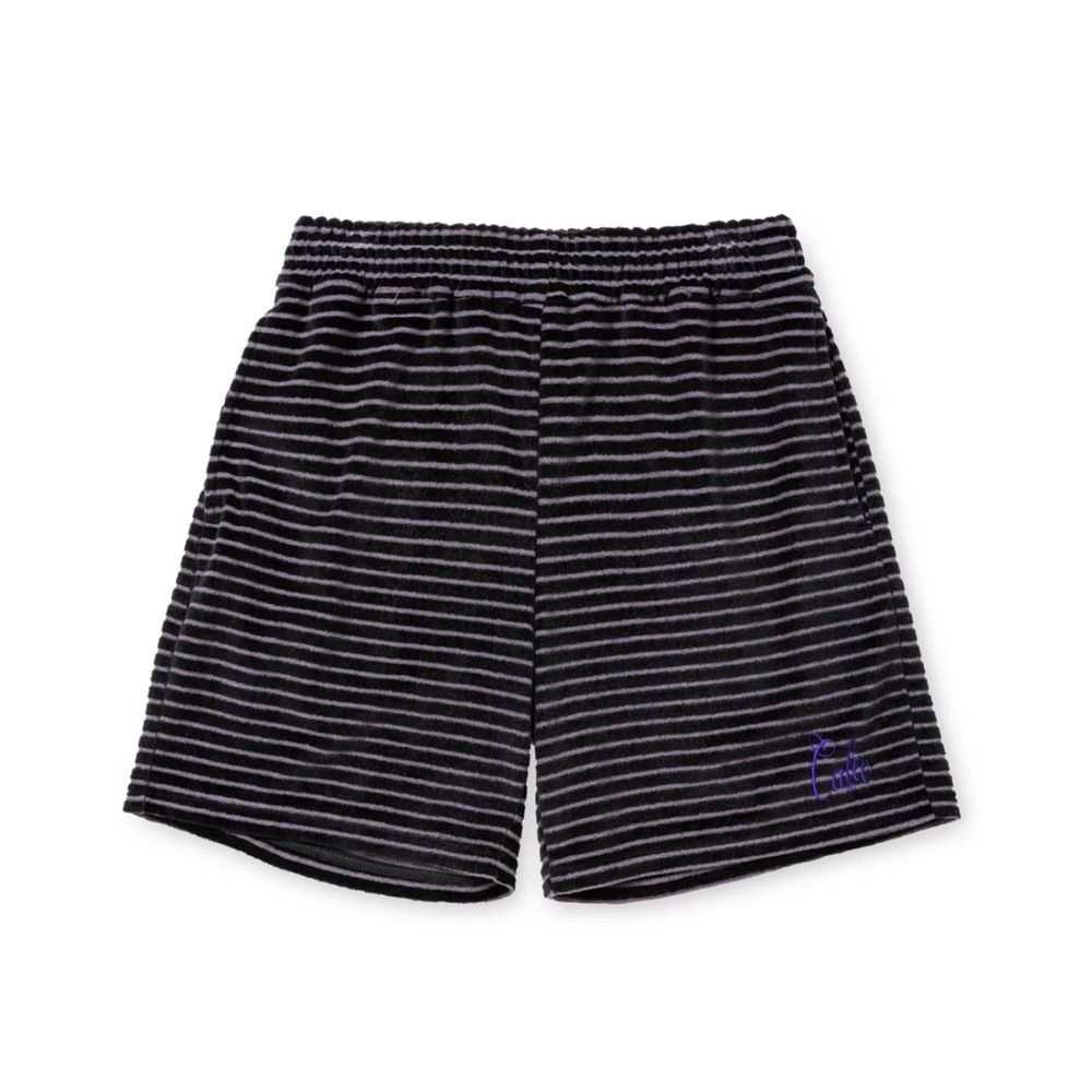 キャリー ボーダー ベロア パイル リラックス ショーツ