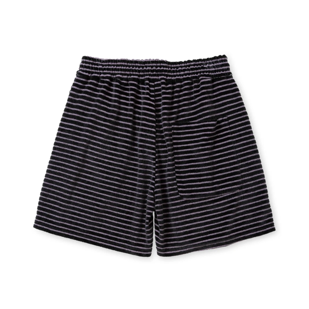 キャリー ボーダー ベロア パイル リラックス ショーツ