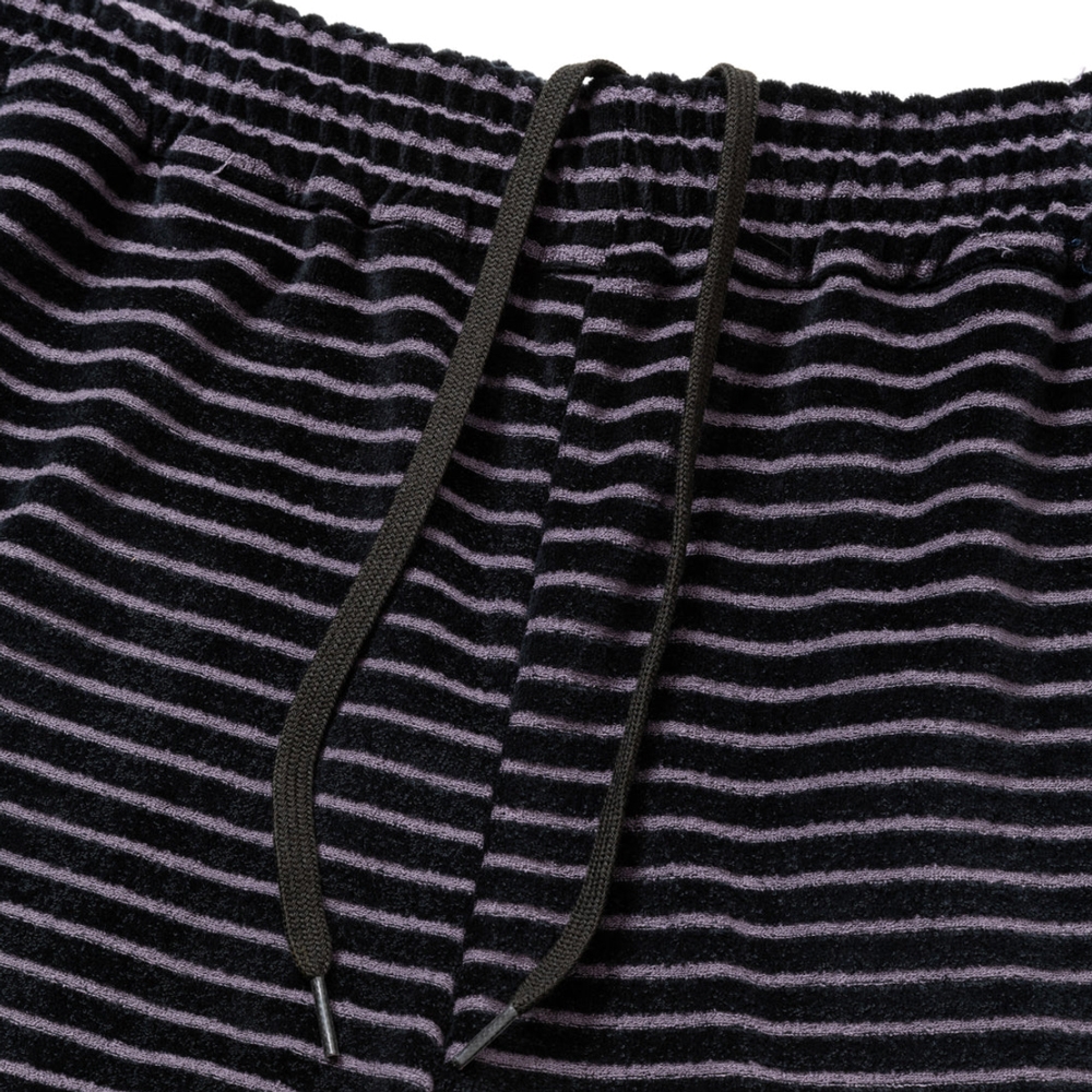 キャリー ボーダー ベロア パイル リラックス ショーツ