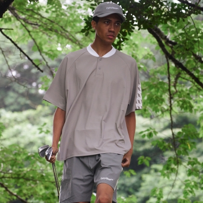 キャプテンズヘルム ゴルフ サンダー ストライプ ヘンリー ネック ポロ