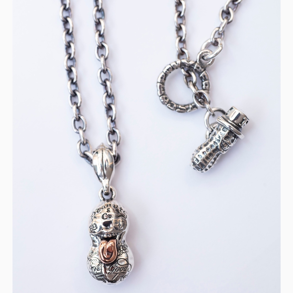 ピーナッツカンパニー ベロ タトゥー ピーナッツ Sサイズ シルバーチェーン 50cm