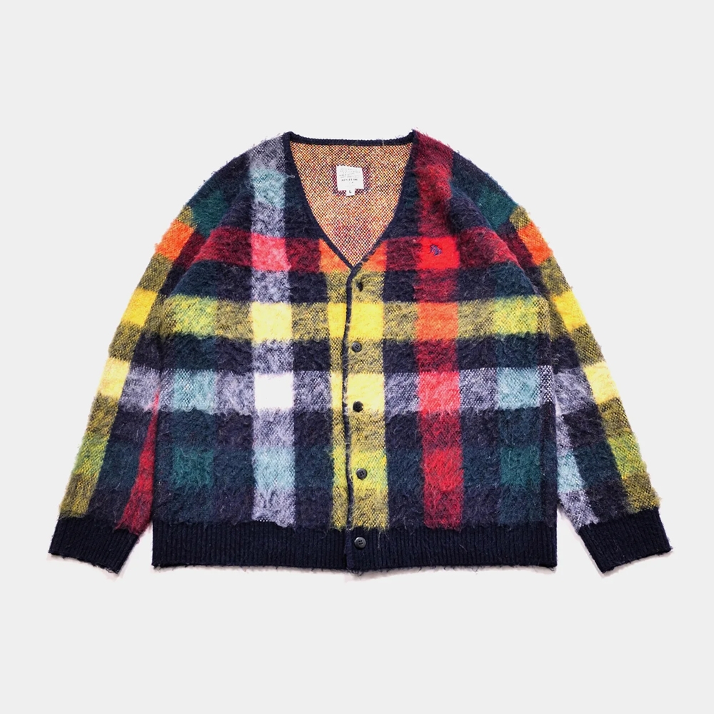 アップルバム チェック ニット カーディガン