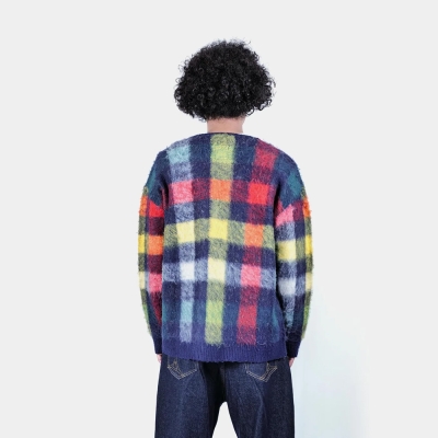 アップルバム チェック ニット カーディガン