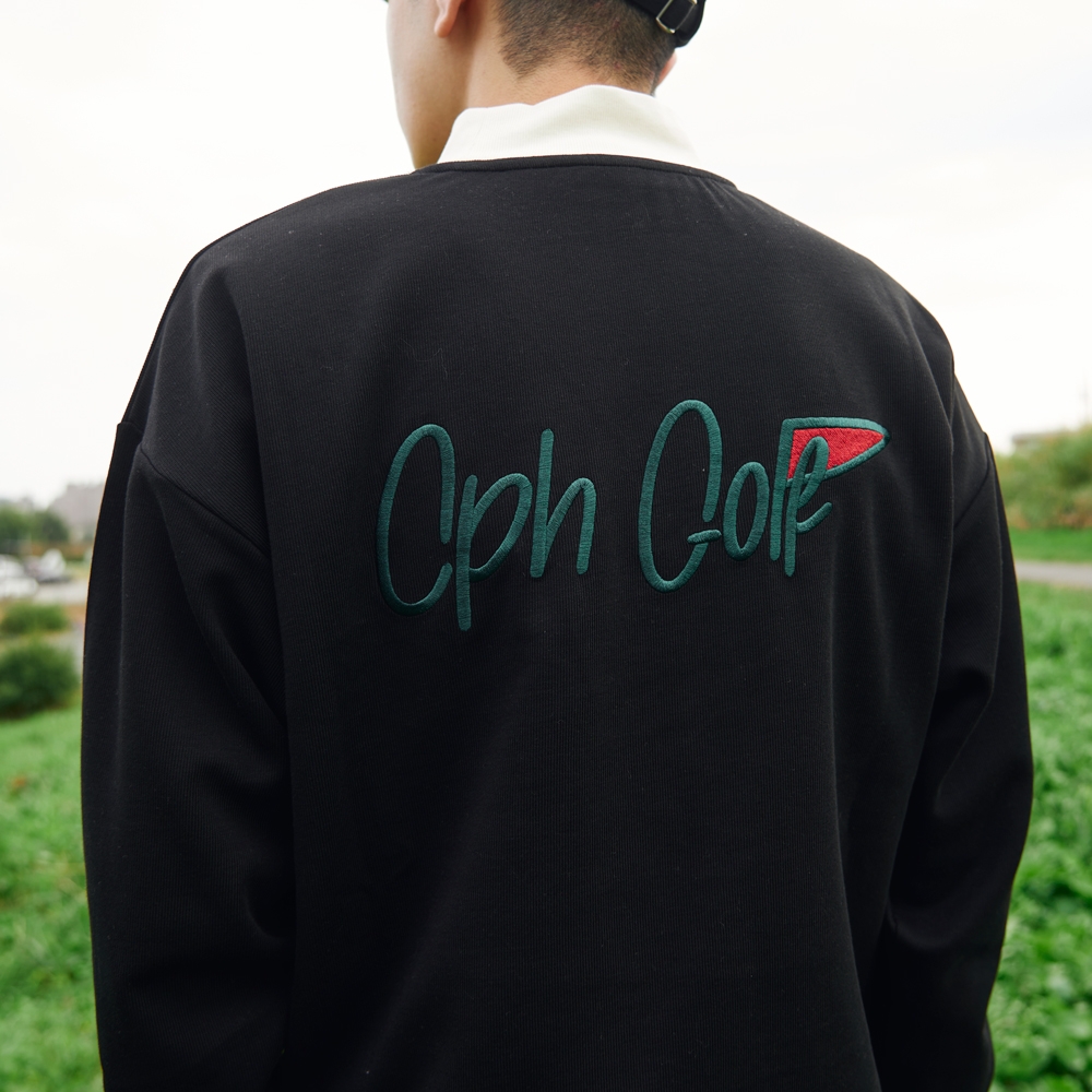 キャプテンズヘルム ゴルフ フラッグ ロゴ ロングスリーブ モック