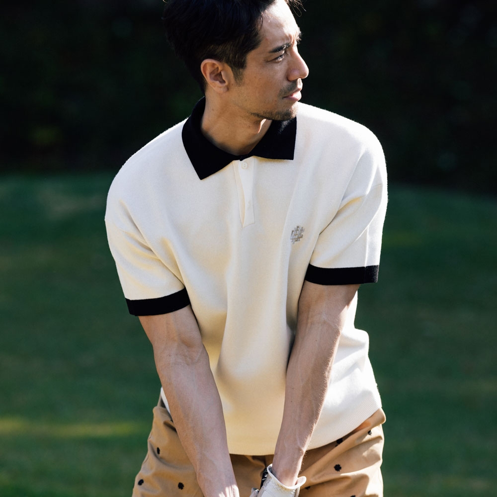 キャプテンズヘルム ゴルフ オーバーラップ ロゴ ニット ポロ