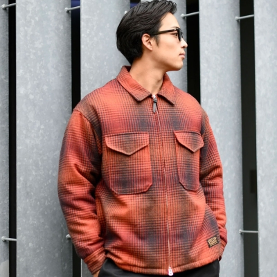 イーブルアクト チェック パディッド ジャケット