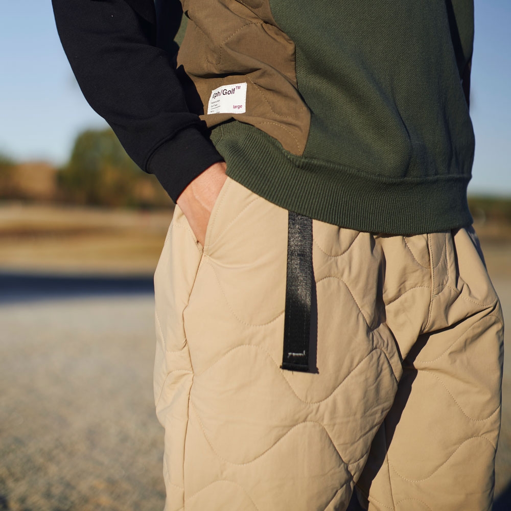 キャプテンズヘルム ゴルフ バイカラー キルティング ジョガー パンツ
