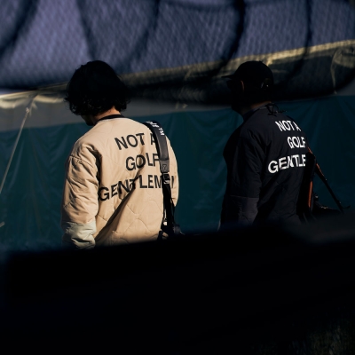 キャプテンズヘルム ゴルフ バイカラー キルティング ノーカラー ジャケット