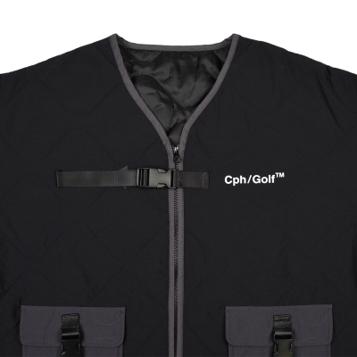 キャプテンズヘルム ゴルフ バイカラー キルティング ノーカラー ジャケット