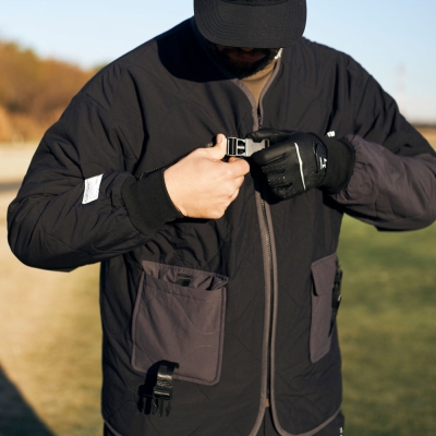 キャプテンズヘルム ゴルフ バイカラー キルティング ノーカラー ジャケット