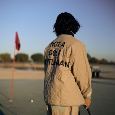 キャプテンズヘルム ゴルフ バイカラー キルティング ノーカラー ジャケット