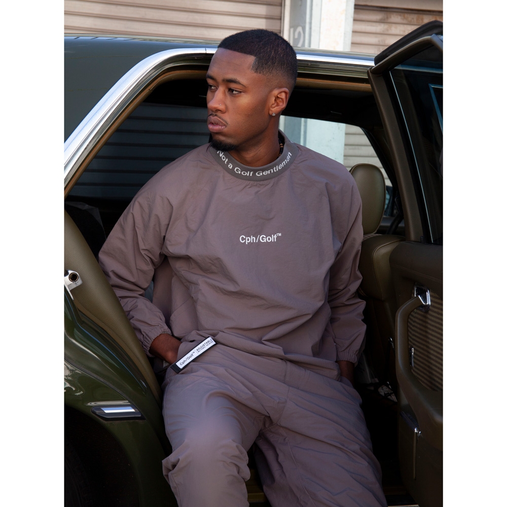 キャプテンズヘルムゴルフフリースノーカラージャケットアジャスタブルジョガーパンツ キャプテンズヘルム ゴルフ ジャガード リブ アジャスタブル ジョガー