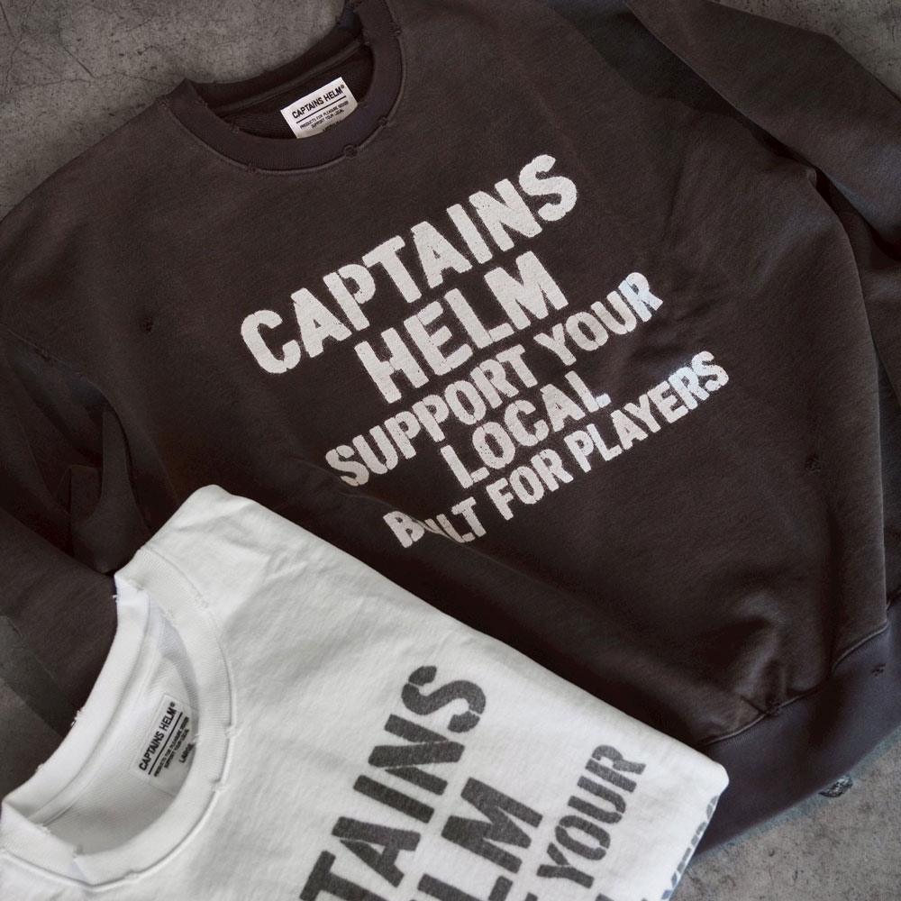 キャプテンズヘルム ダメージ クルー スウェット | CAPTAINS DAMAGED