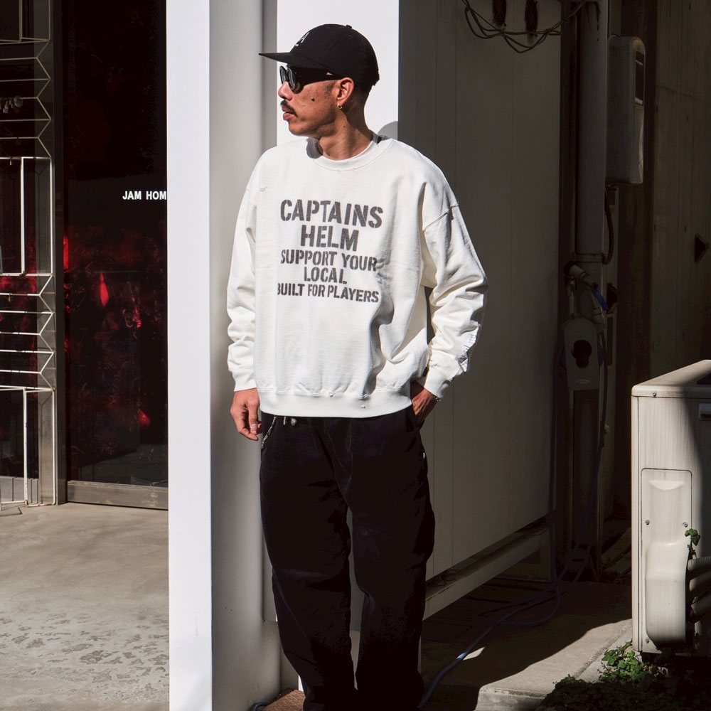 キャプテンズヘルム ダメージ クルー スウェット | CAPTAINS DAMAGED