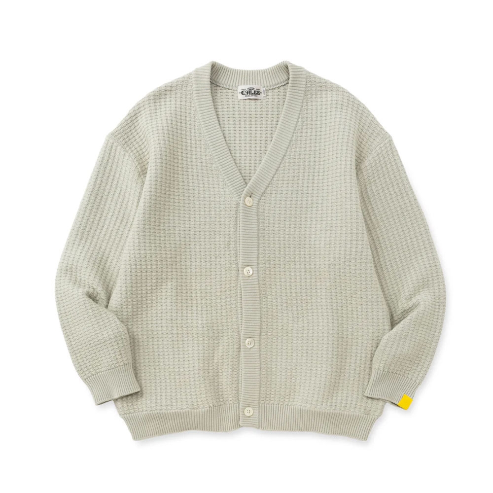 90s usa製 ワッフル サーマルカーディガン レモンイエロー itimi キャリー × エイヤ ニット ビッグ ワッフル ニットカーディガン