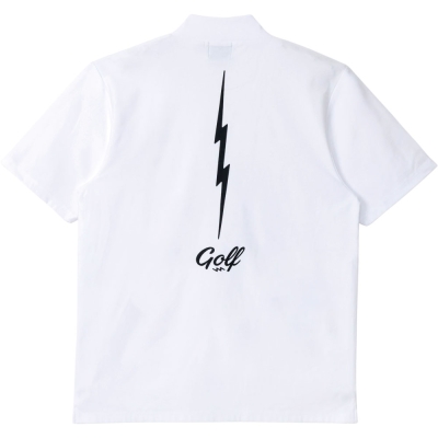 エレクトリック ヴァーチカル ボルト クロス モックネック ショートスリーブ ティー