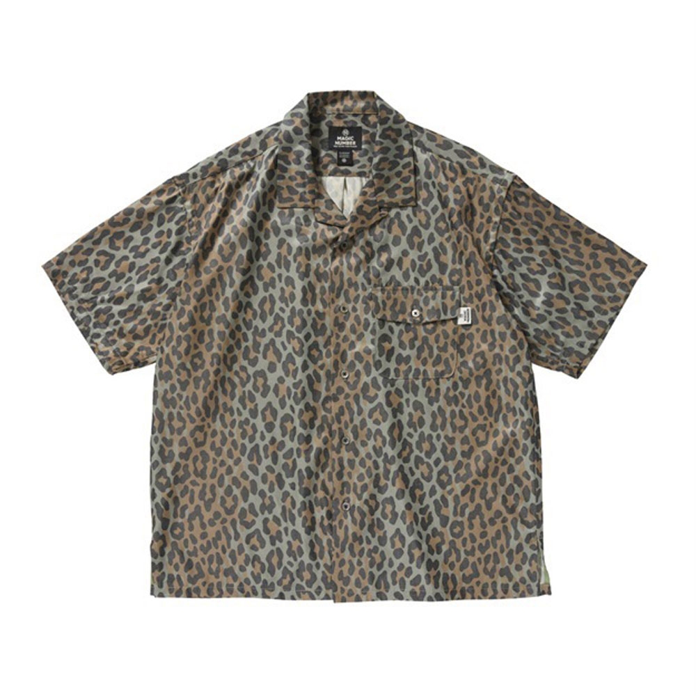 マジックナンバー レーヨン ツウィル レオパ－ド オープンカラー シャツ