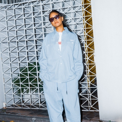 ヘイト ストライプ デニム シャツ