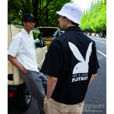 プレイボーイ x キャプテンズヘルム ゴルフバニー ロゴ リップ ストップ シャツ