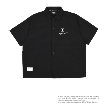 プレイボーイ x キャプテンズヘルム ゴルフバニー ロゴ リップ ストップ シャツ