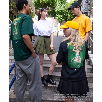 プレイボーイ x キャプテンズヘルム ゴルフバニー ロゴ リップ ストップ シャツ