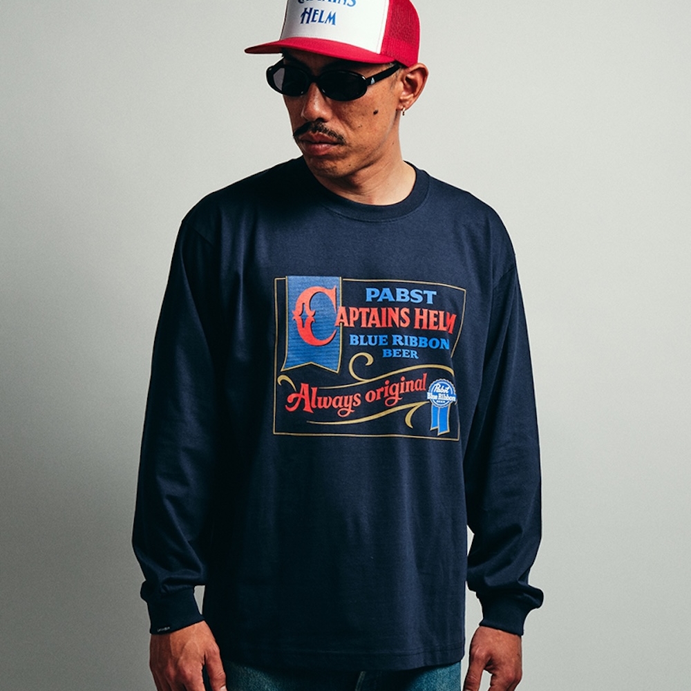 パブストブルーリボン × キャプテンズヘルム オールド サインボード ロングスリーブ