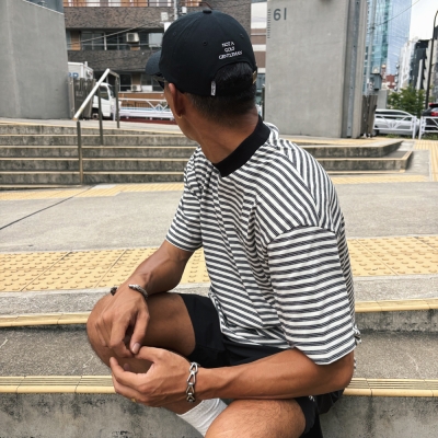 キャプテンズヘルム ゴルフ クラシック ロゴ ボーダー モックネック ティー