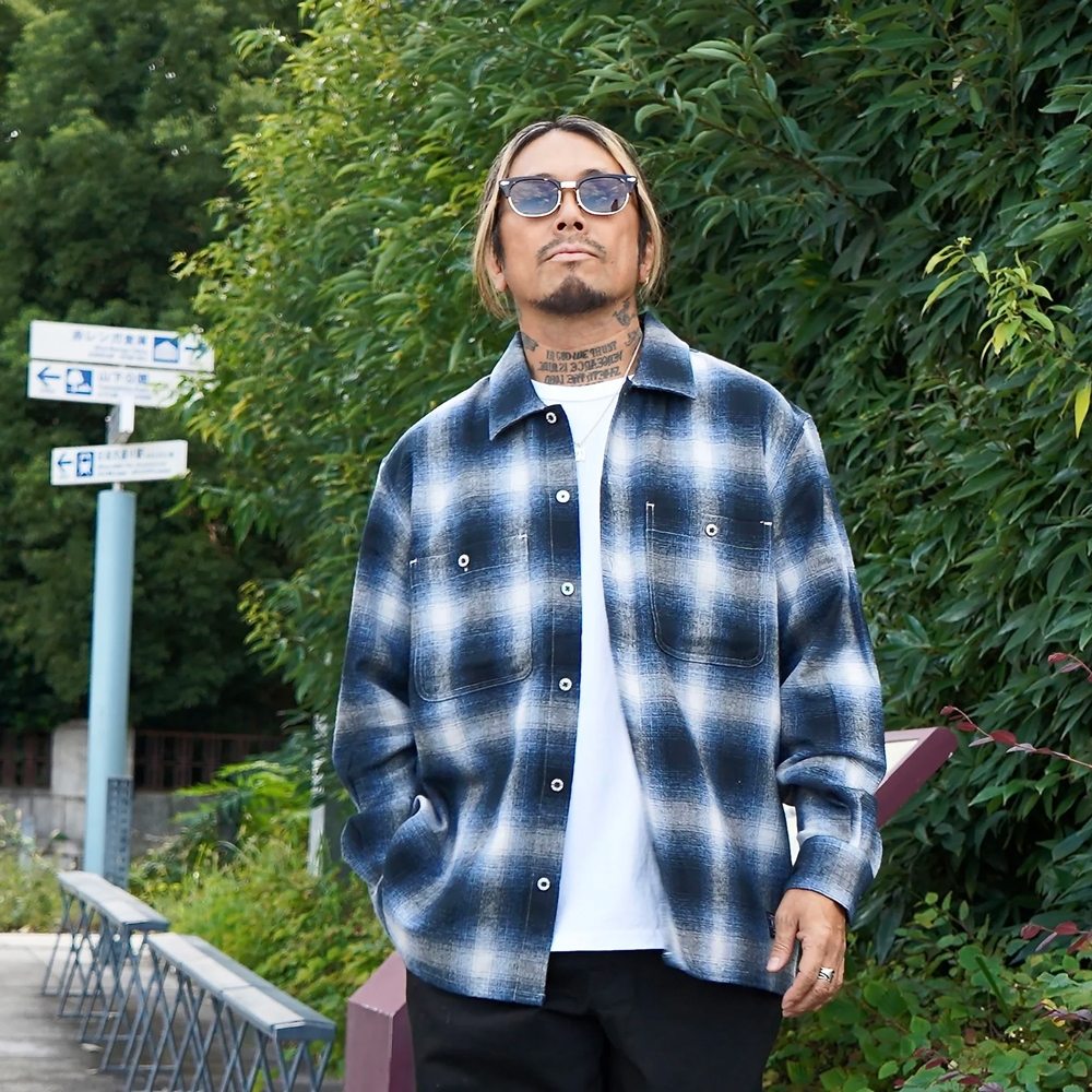 イーブルアクト オンブレ チェック ロングスリーブ
